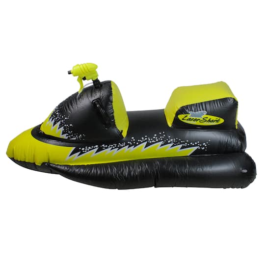 Swim Central 51&#x22; Yellow &#x26; Black Shark Inflatable Wet-Ski Pool Squirter with Gripped Handles